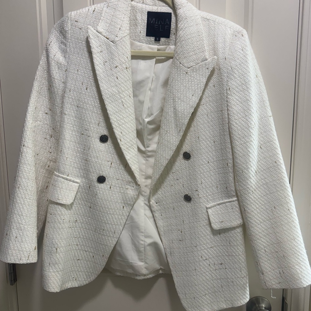 Milano Women's Cream Textured Blazer